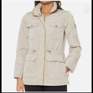 Size Med - Vince Camuto Oyster Cinched Waist Anorak Hidden Hood Jacket.